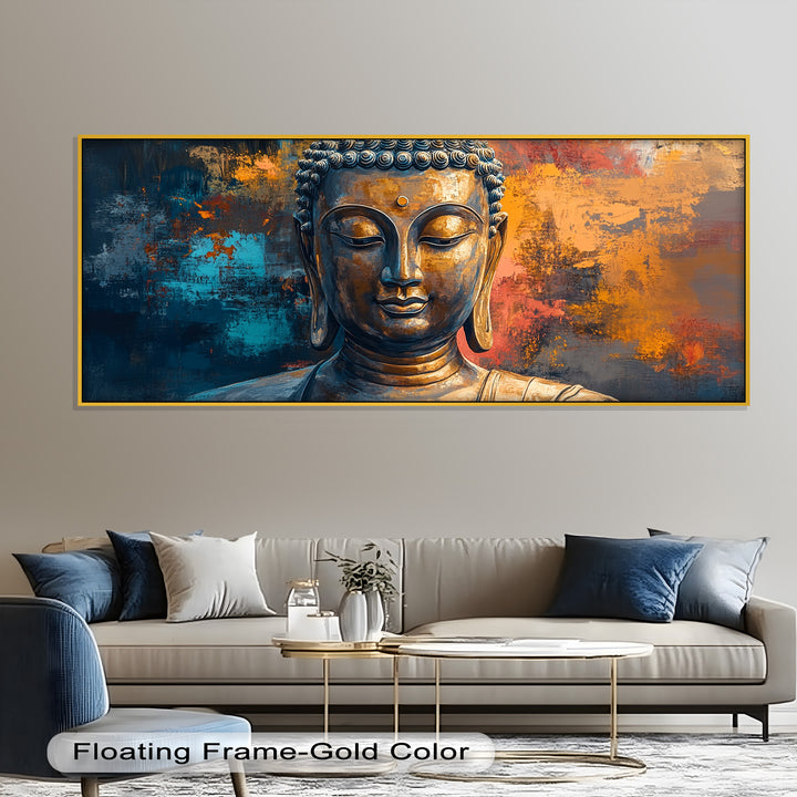 Golden Buddha Wall Art – Colorful Oil Painting