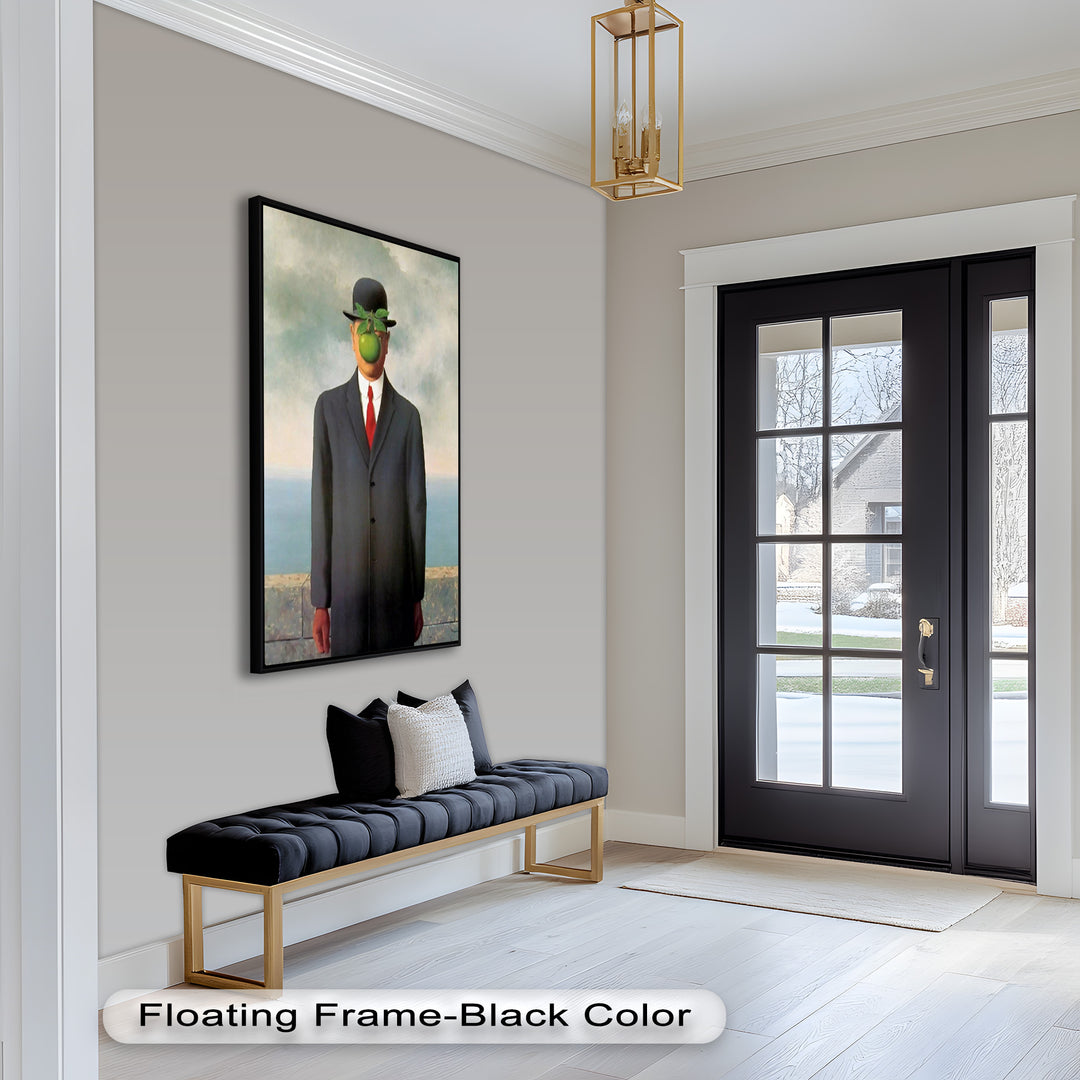 The Hidden Face – Surrealist Gentleman with Green Apple Oil Painting