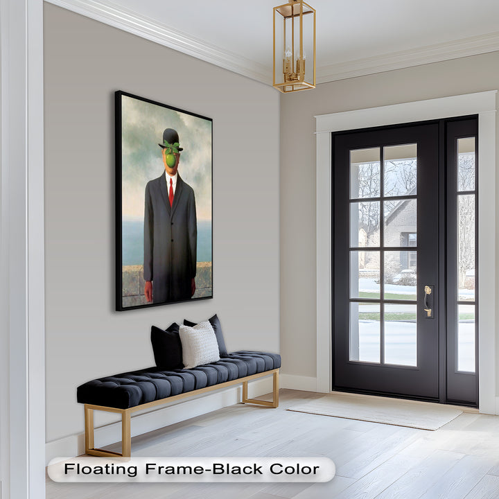 The Hidden Face – Surrealist Gentleman with Green Apple Oil Painting