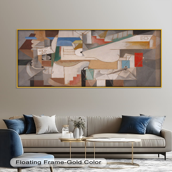 Geometric Cubist Composition Wall Art – Abstract Oil Painting