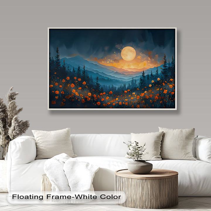A poetic fusion of nightfall and bloom, this piece offers a serene and luminous escape into a fantasy-like mountain meadow.