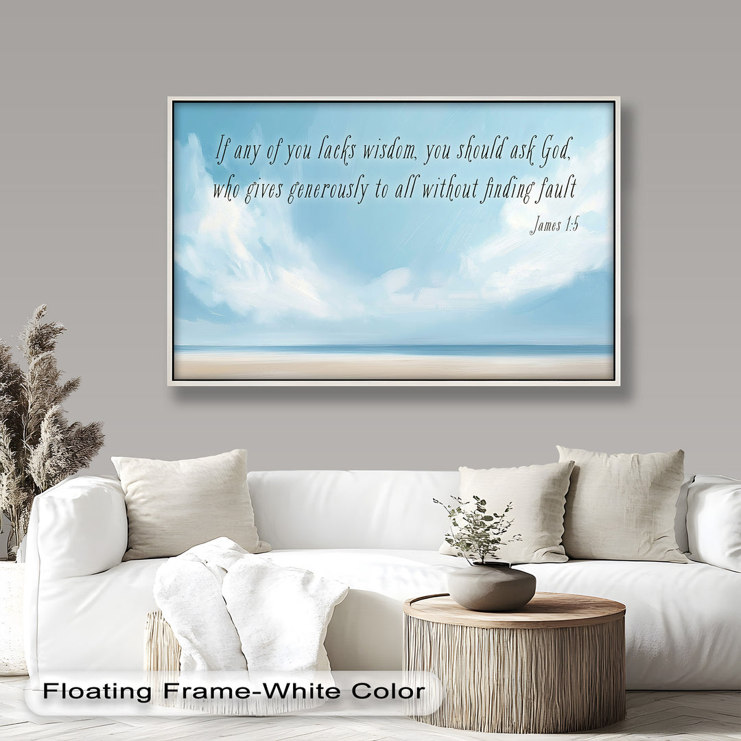 Tranquil seascape painting with soft blue and white hues.
