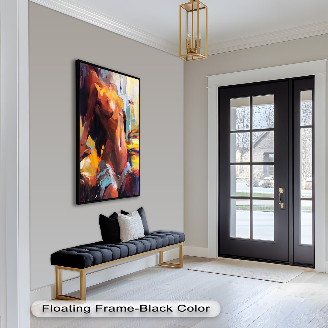 Ember Silhouette – Bold Abstract Nude Oil Painting