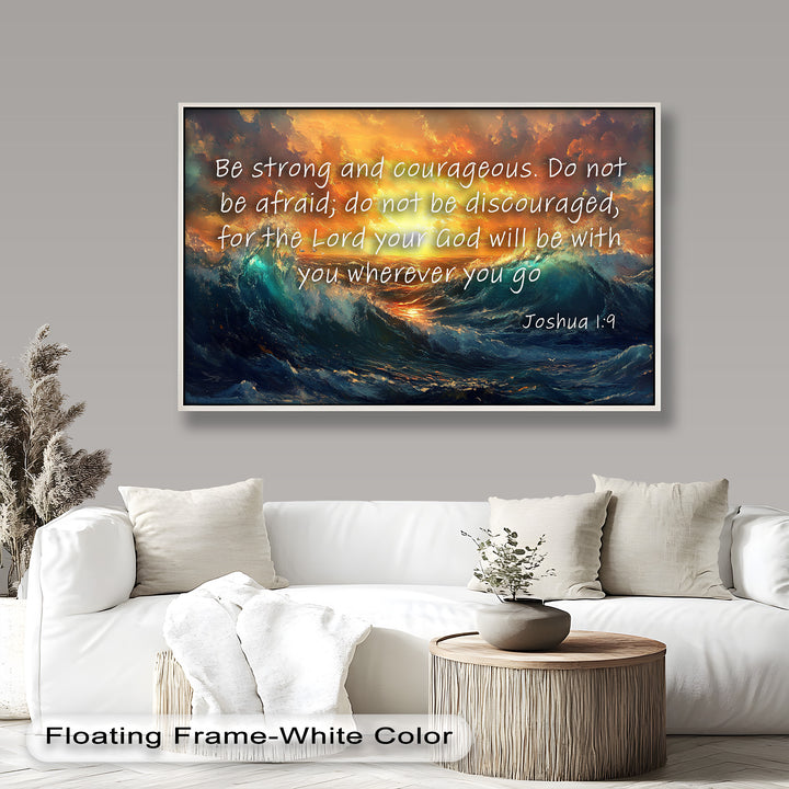 Joshua 1:9 – Courage & Strength Bible Verse Oil Painting