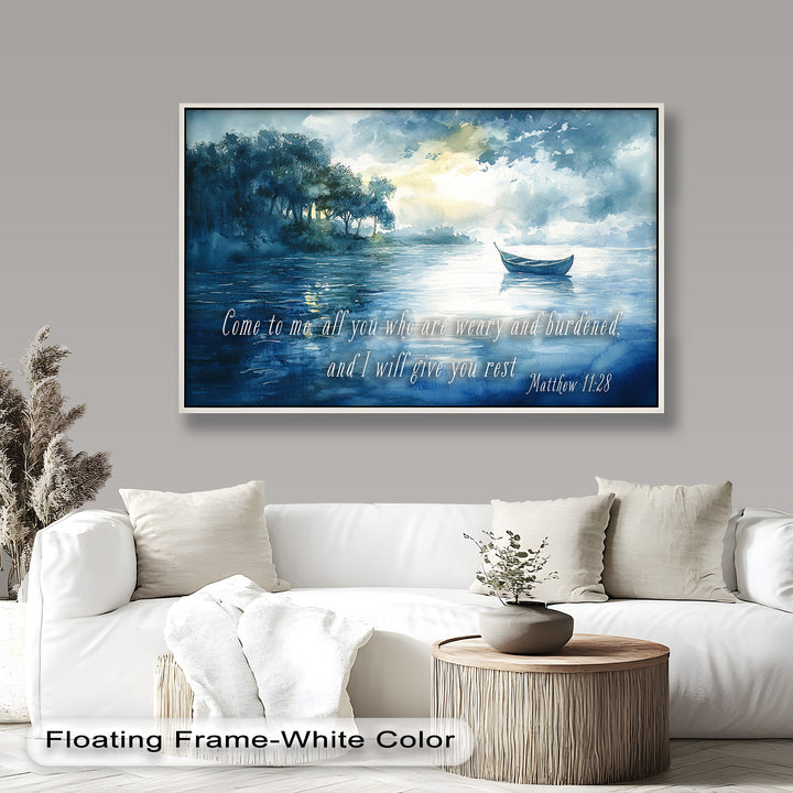 Matthew 11:28 – Find Rest in Christ Bible Verse Oil Painting