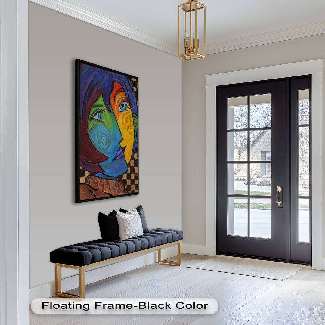 Dual Emotions – Vibrant Abstract Portrait Picasso Oil Painting