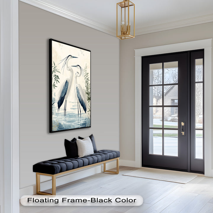 Twin Herons in Harmony – Bird Oil Painting