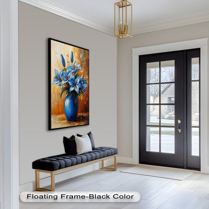 Azure Blossoms in a Blue Vase – Flower Oil Painting