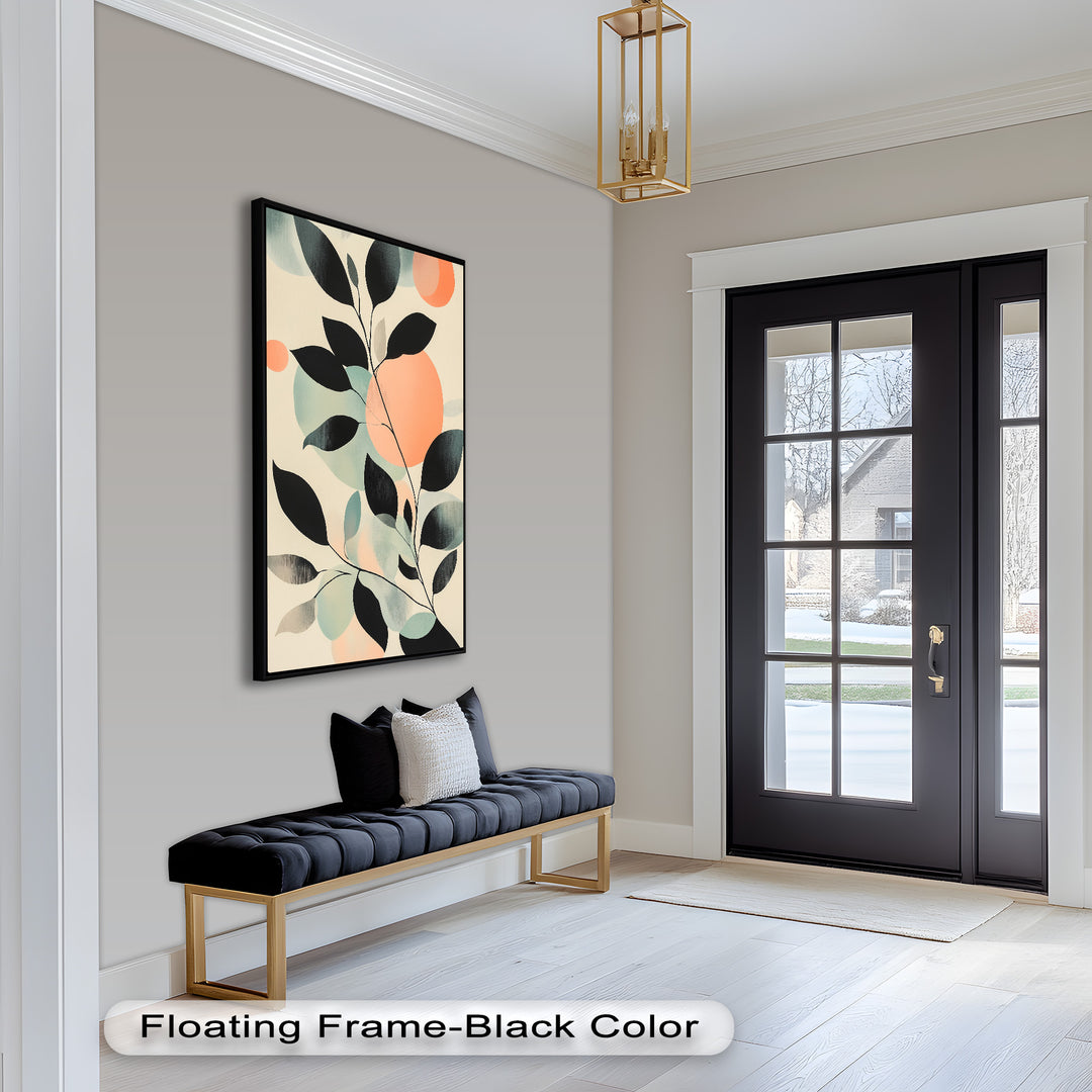 Blush Eclipse – Minimalist Botanical Silhouette Oil Painting