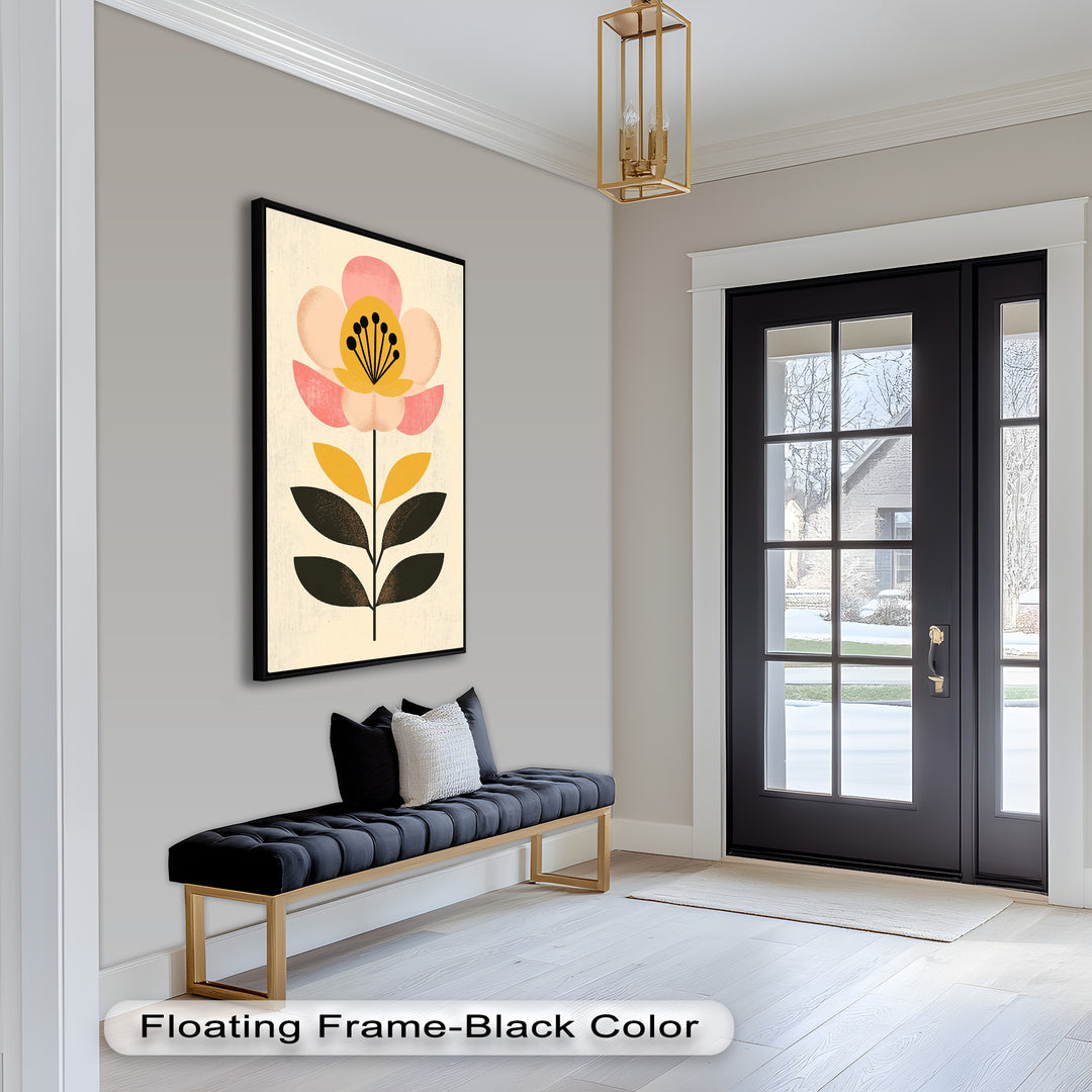 Mid-Century Bloom – Retro Floral Minimalist Wall Art Oil Painting