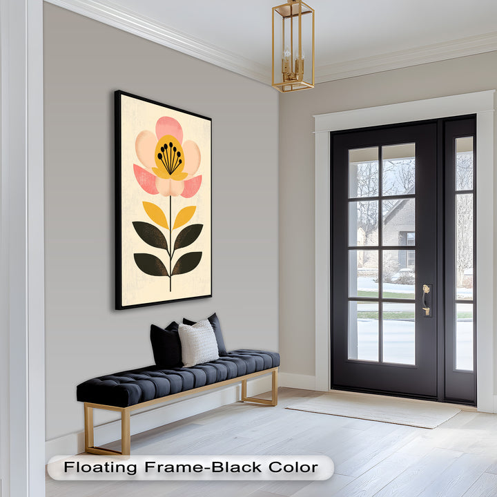 Mid-Century Bloom – Retro Floral Minimalist Wall Art Oil Painting