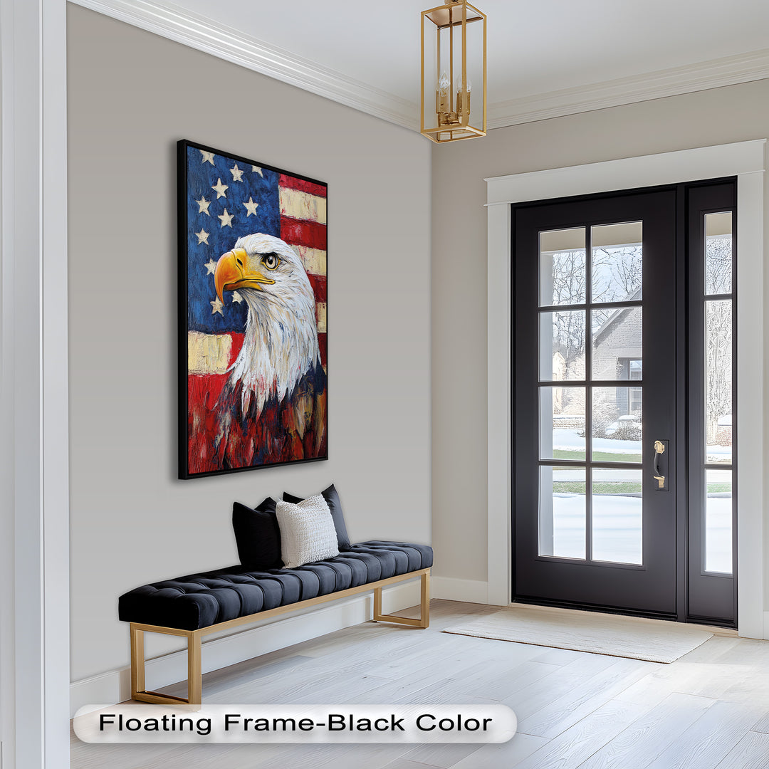 Amerikanischer Weißkopfseeadler Portrait - Patriotisches Ölgemälde