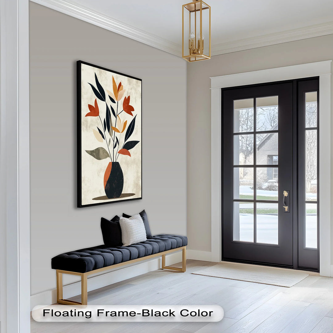 Earthy Boho Floral – Modern Abstract Vase Oil Painting - MyPhotoStation