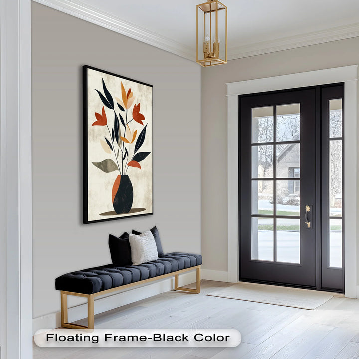 Earthy Boho Floral – Modern Abstract Vase Oil Painting - MyPhotoStation