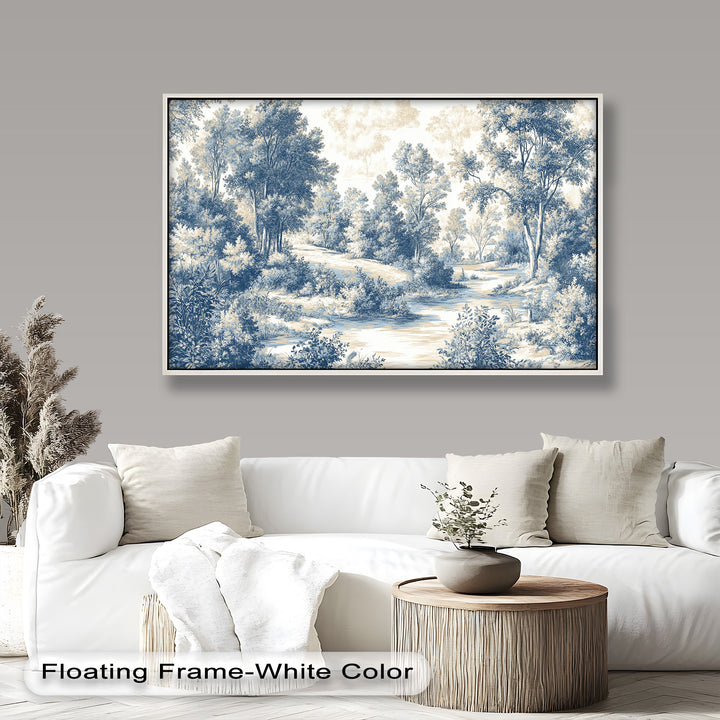 Classic Blue Woodland Scene – Vintage Oil Paintings