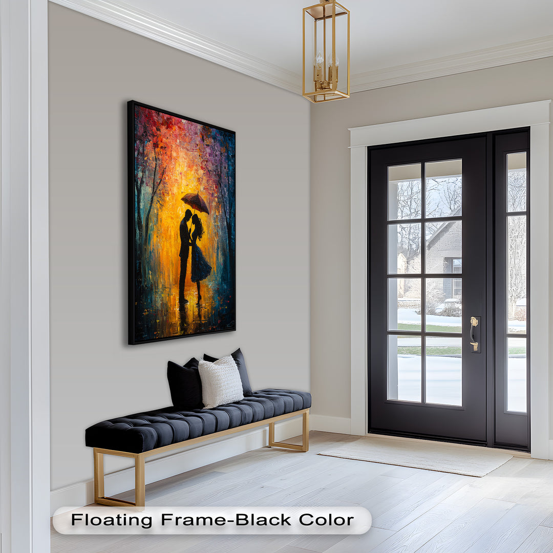 Lovers Under Autumn Glow – Romantic Couple Oil Painting