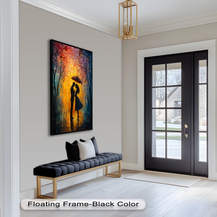 Lovers Under Autumn Glow – Romantic Couple Oil Painting