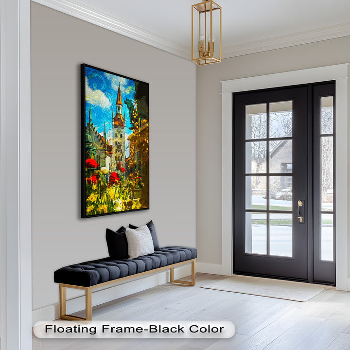 Sunlit Cathedral Square – Vibrant European Cityscape Picasso Oil Painting