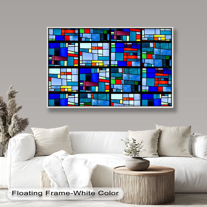 Moderne geometrische Wandkunst – gerahmtes Ölgemälde