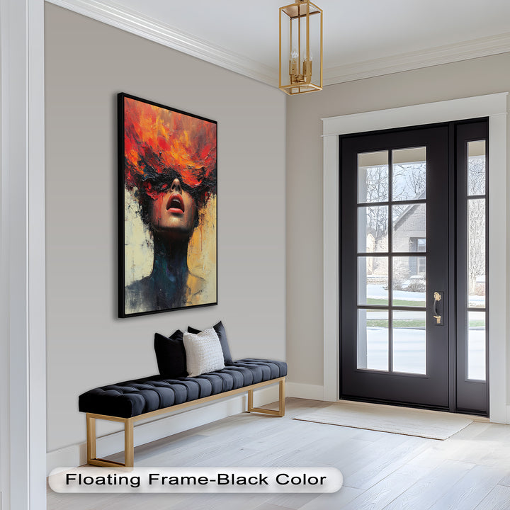 Inferno Within – Fiery Emotional Expression Abstract Oil Painting