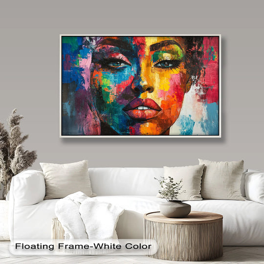 Color Reign – Vibrant Female Portrait Abstract Oil Painting - MyPhotoStation