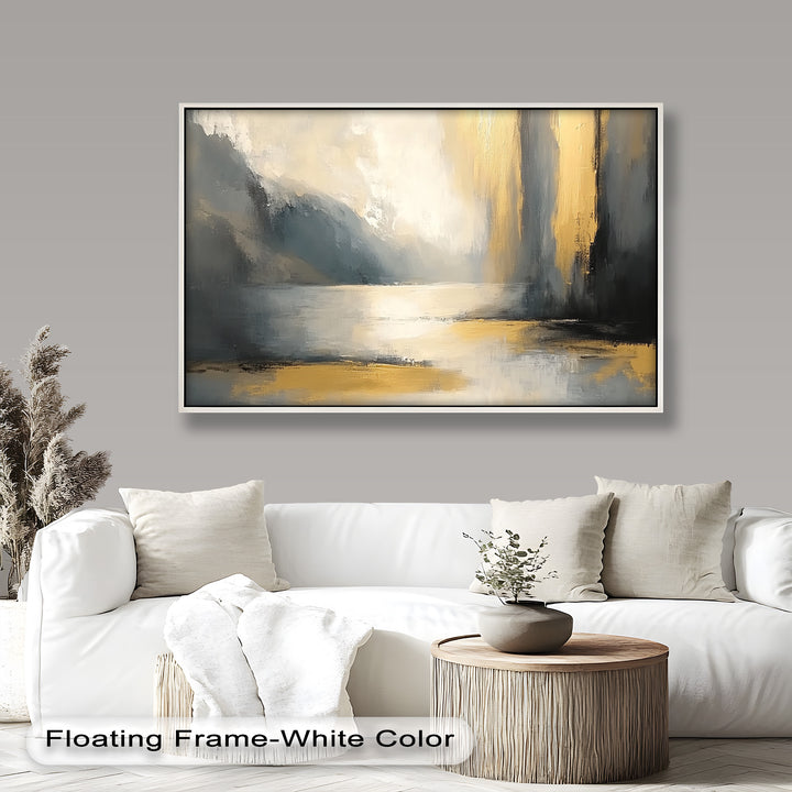 Serene Waterfall Abstract – Neutral Modern Oil Painting