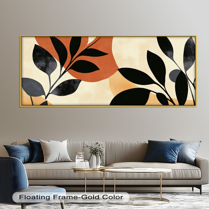 Earth-Tone Botanical Silhouette – Modern Boho Oil Painting
