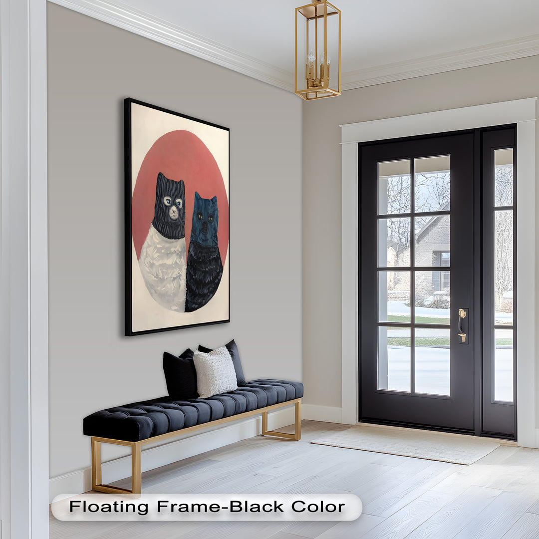 Masked Companions – Contemporary Cat Oil Painting