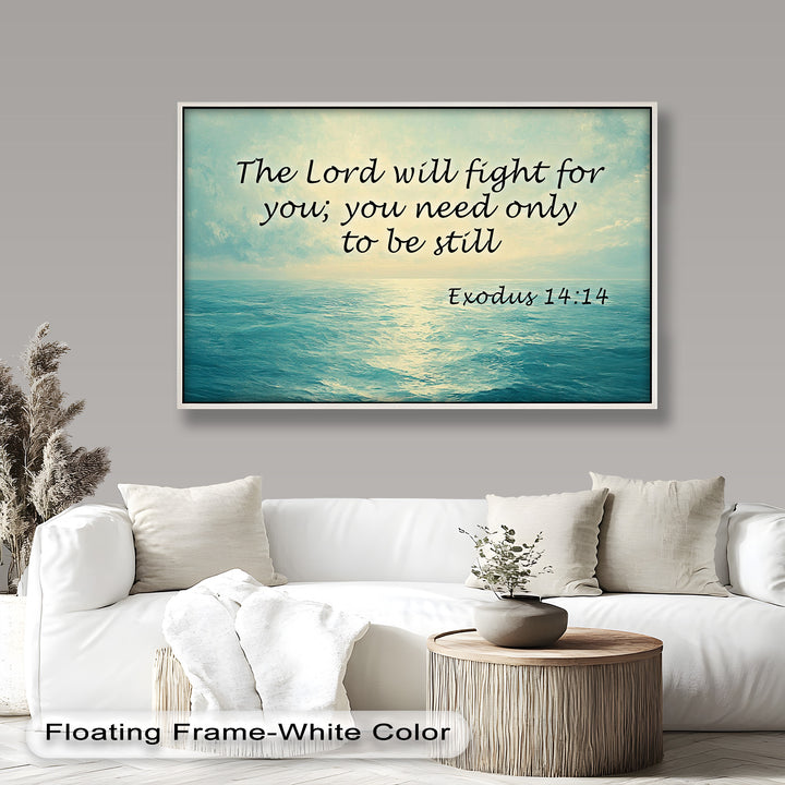 Exodus 14:14 – Be Still & Trust Bible Verse Oil Painting