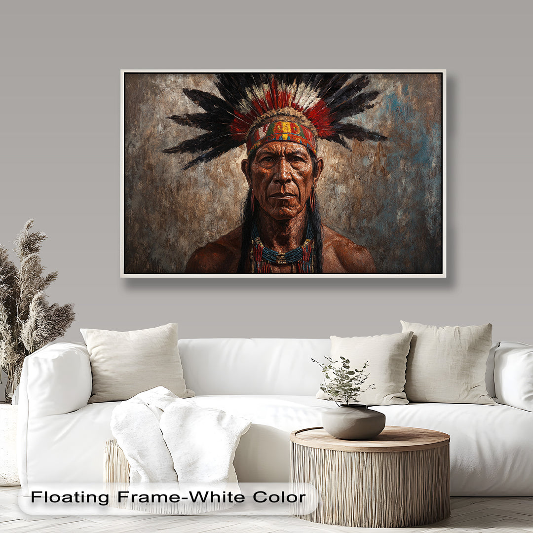 Echo of the Ancestors – Native Warrior Portrait Oil Painting