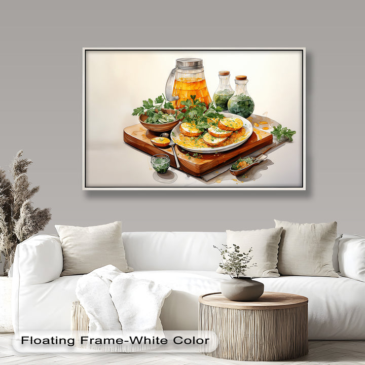 Golden Herb Delight – Rustic Food Still Life Painting