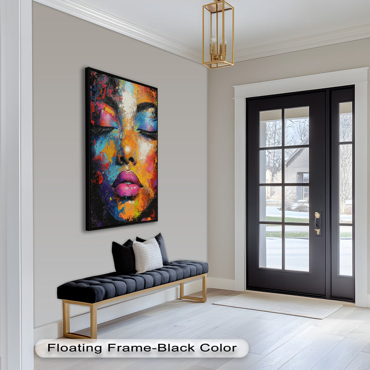 Chromatic Reverie – Bold Female Portrait in Abstract Oil Painting