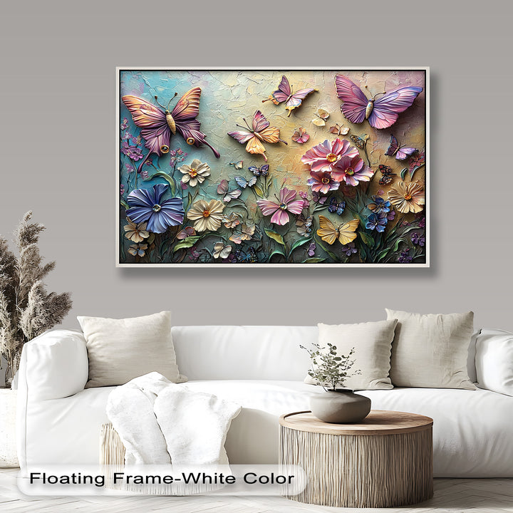 Butterflies Abstract Floral – Colorful Nature-Themed Oil Painting