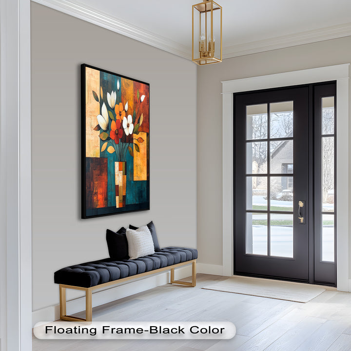 Geometric Bloom – Modern Floral Abstract Oil Painting