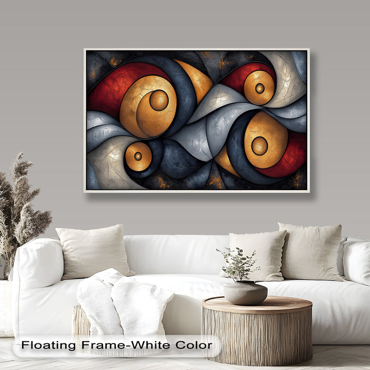 Futuristic spiral design in striking shades of gold, black, and crimson.
