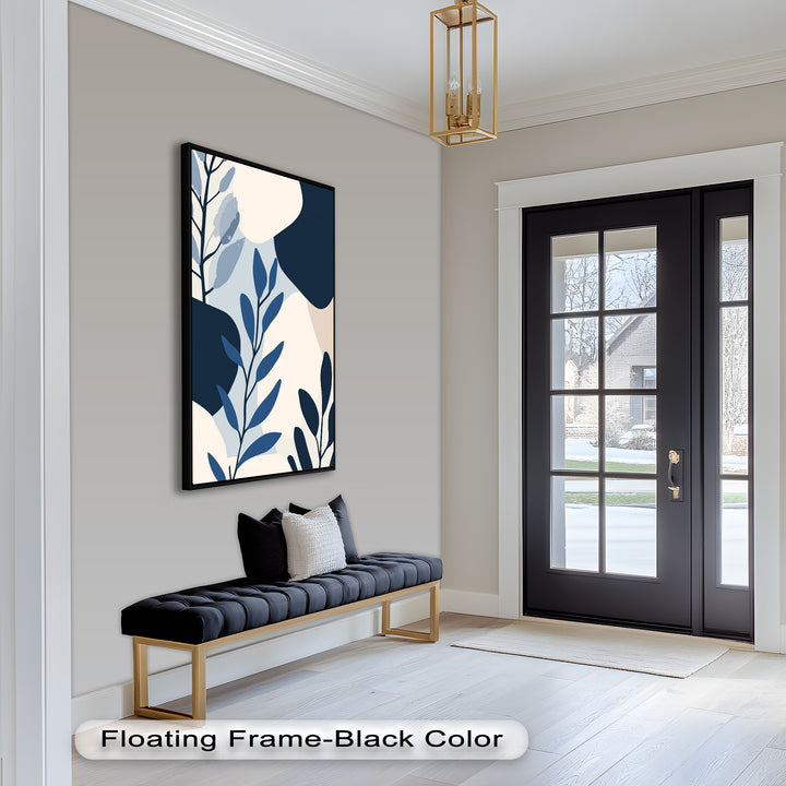 Indigo Serenity – Minimalist Botanical Oil Painting