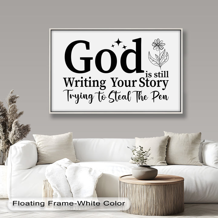 Religious Oil Painting with Uplifting Quote – Christian Wall Art for Bedroom or Living Room
