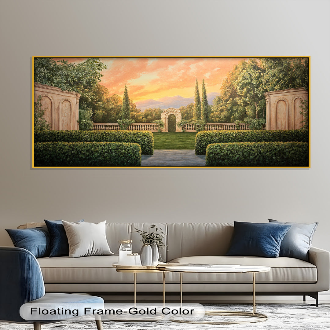 Sunset Garden Gateway – Classical Landscape Oil Painting