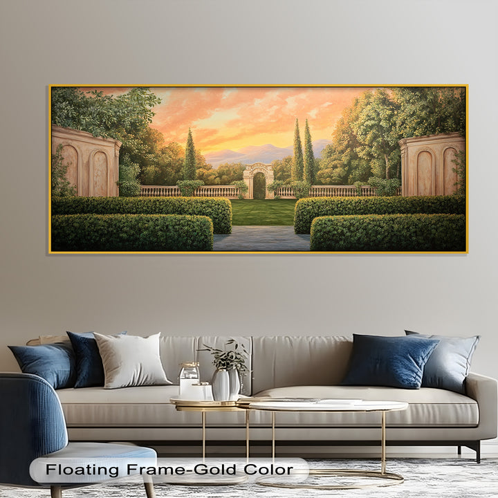 Sunset Garden Gateway – Classical Landscape Oil Painting