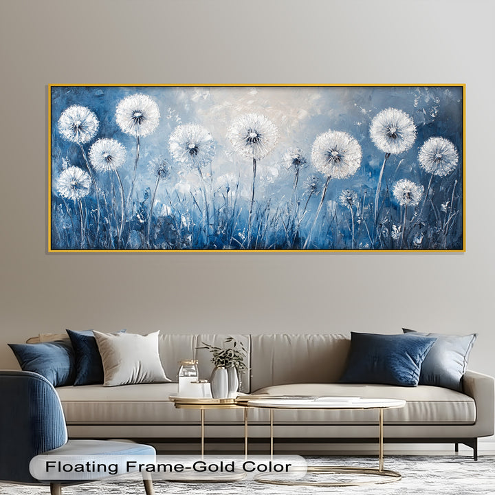 White Dandelion Field Wall Art – Floral Oil Painting