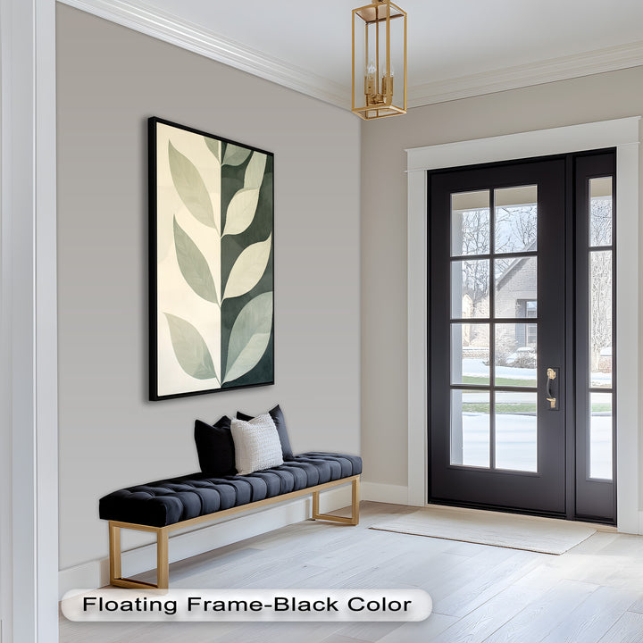 Minimalist Leaf  – Monochrome Botanical Oil Painting