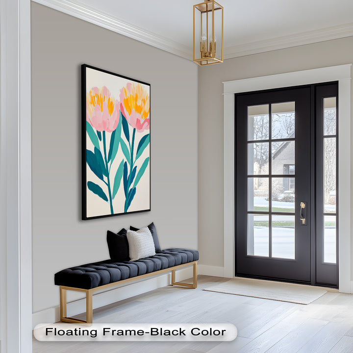 Sunburst Peonies – Modernes Boho-Blumenölgemälde
