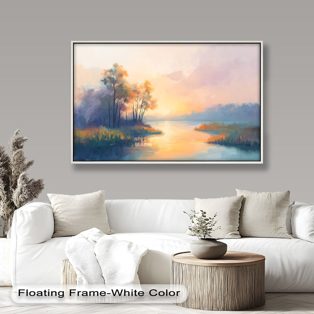 Sunrise on a Cold Morning – Framed Landscape Oil Painting