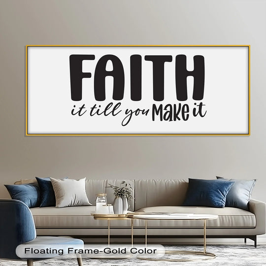 Motivational Christian Oil Painting – “Faith It Till You Make It” Scripture Art