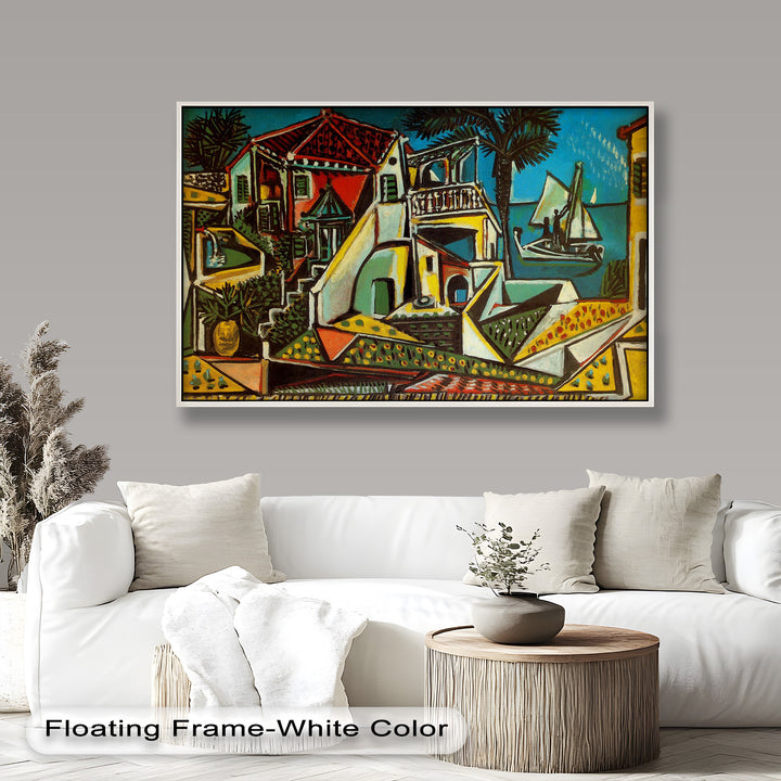 Mediterranes Dorf von Pablo Picasso – Küsten-Ölgemälde