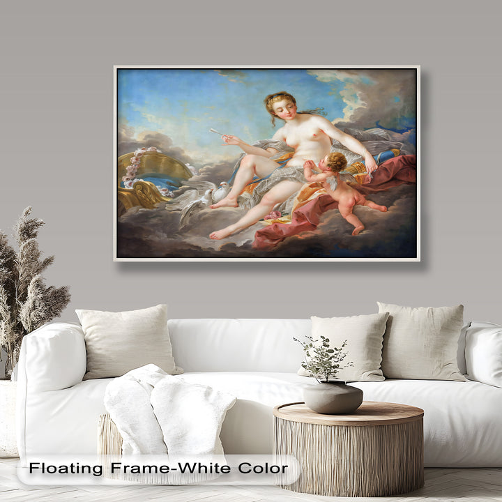 Venus und Amor in den Wolken – Rokoko-Ölgemälde