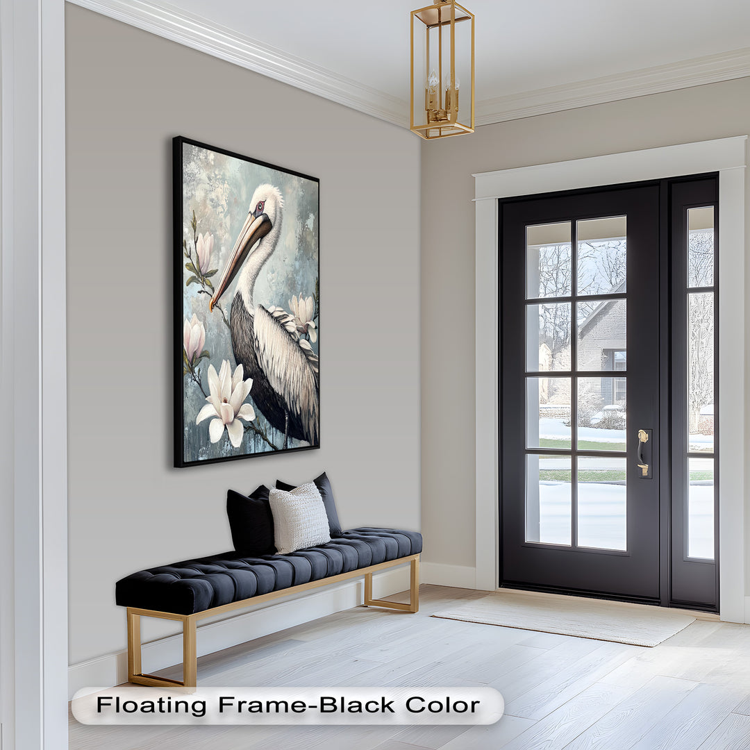 White Pelican Among Magnolia Blossoms - Animal Oil Painting