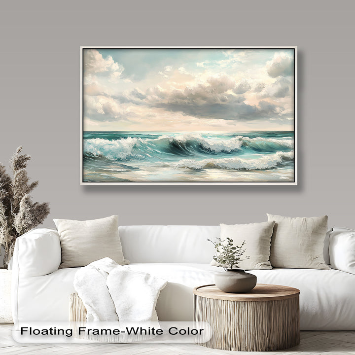 Coastal Wall Art - Turquoise Wave Seascape Oil Painting
