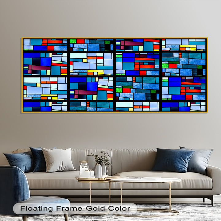 Farbblock-Mosaik-Look Wandkunst – Modernes abstraktes Ölgemälde