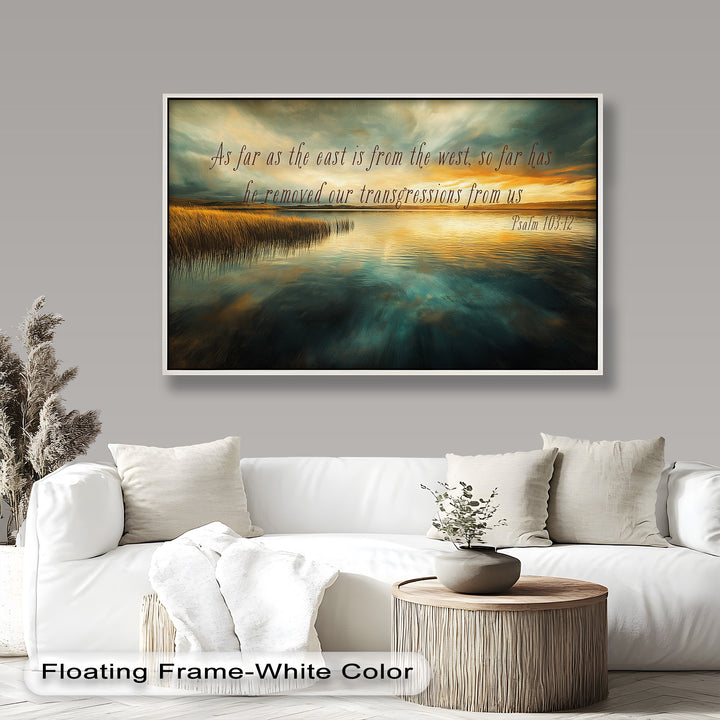 Psalm 103:12 – Divine Forgiveness Bible Verse Oil Painting